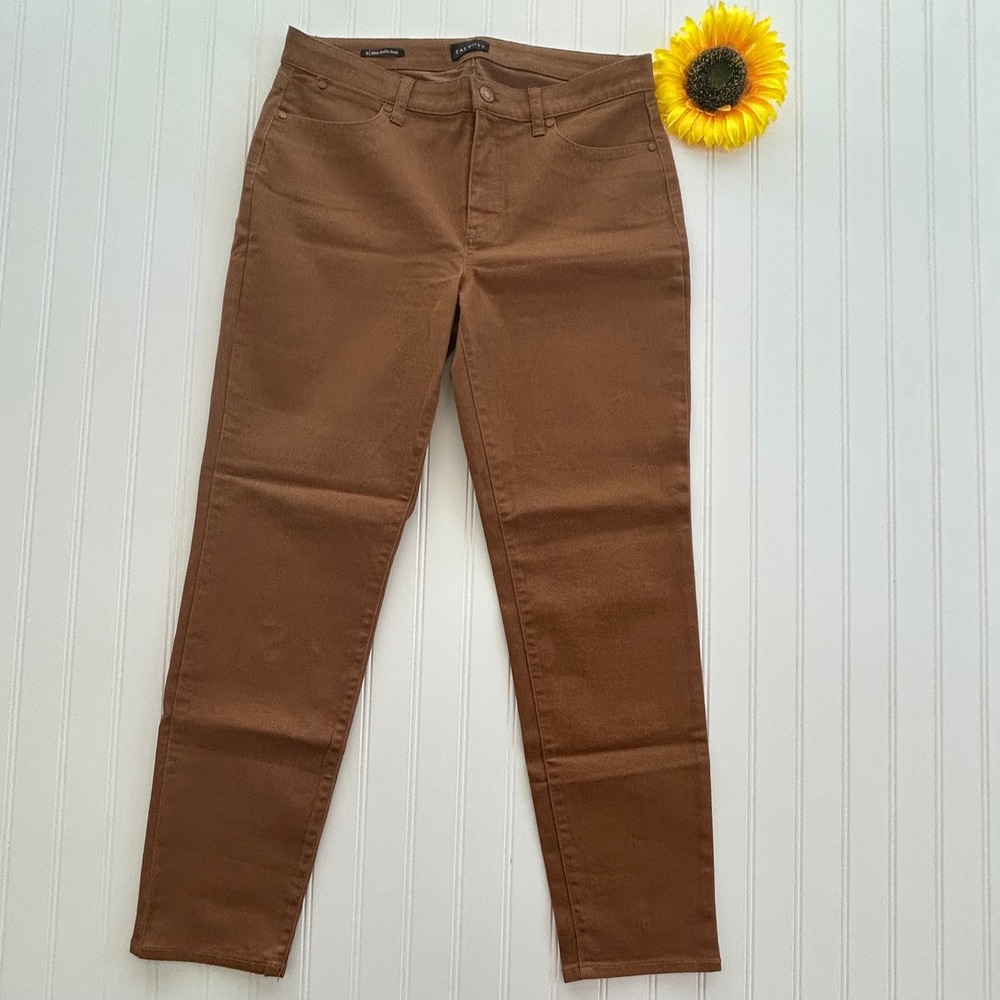 Talbots Slim Ankle Jeans 8 Women Brown Excellent Casual Stretch Denim Pants